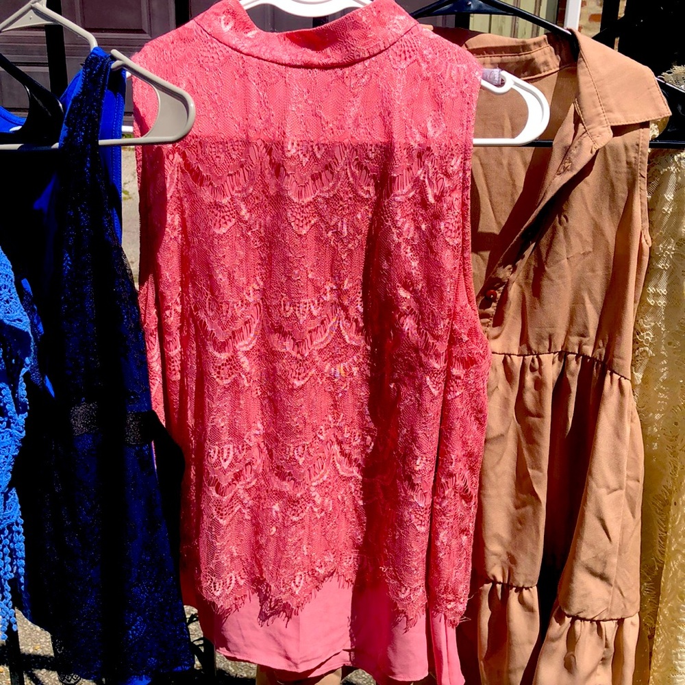 Pink lace top